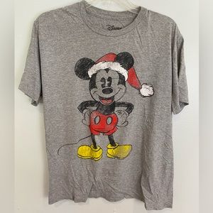 Christmas Santa Mickey Mouse Grey T Shirt Men’s Large